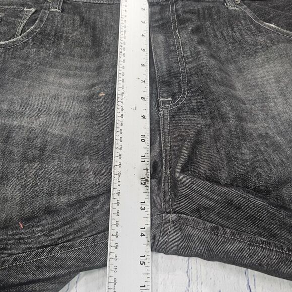 Free Planet MENS SIZE 44 Shorts Gray Denim Jeans Raw Hem Baggy - Picture 2 of 11